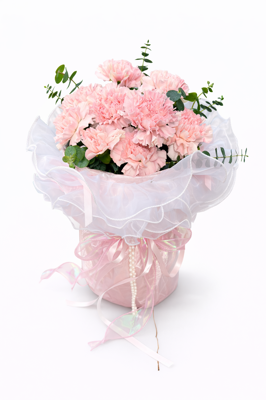 Petite Meringue (Carnations, Eucalyptus) | Fresh Flower Bouquet