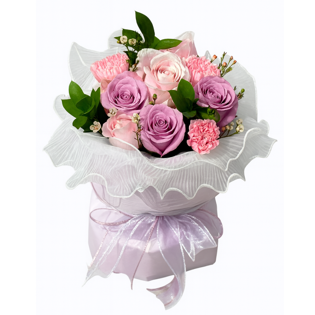 Lavender Blush Poise (Purple Roses, Carnations) | Fresh Flowers