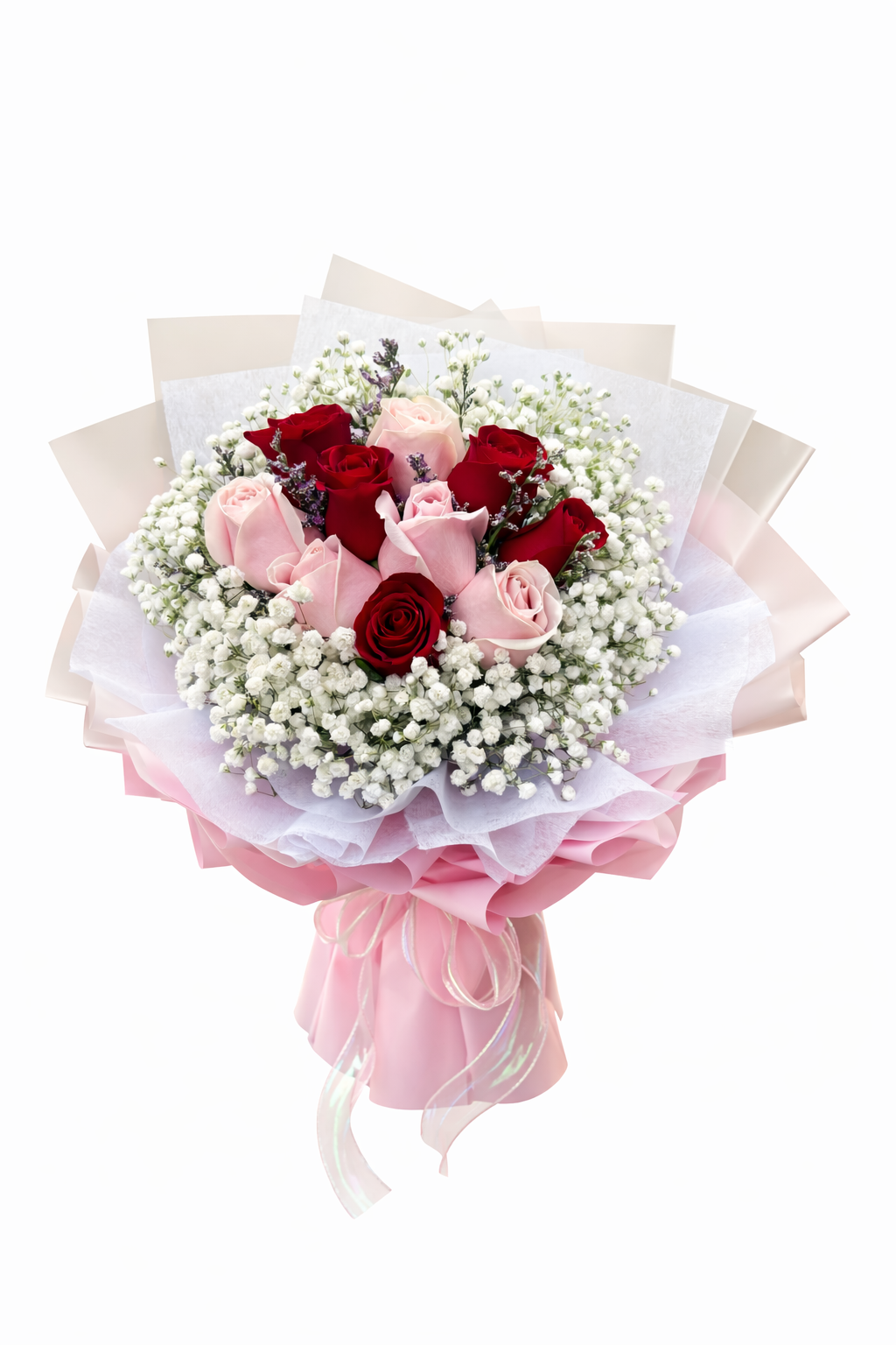 Rosette Kiss (Roses, Baby’s Breath, Caspia) | Fresh Flower Bouquet