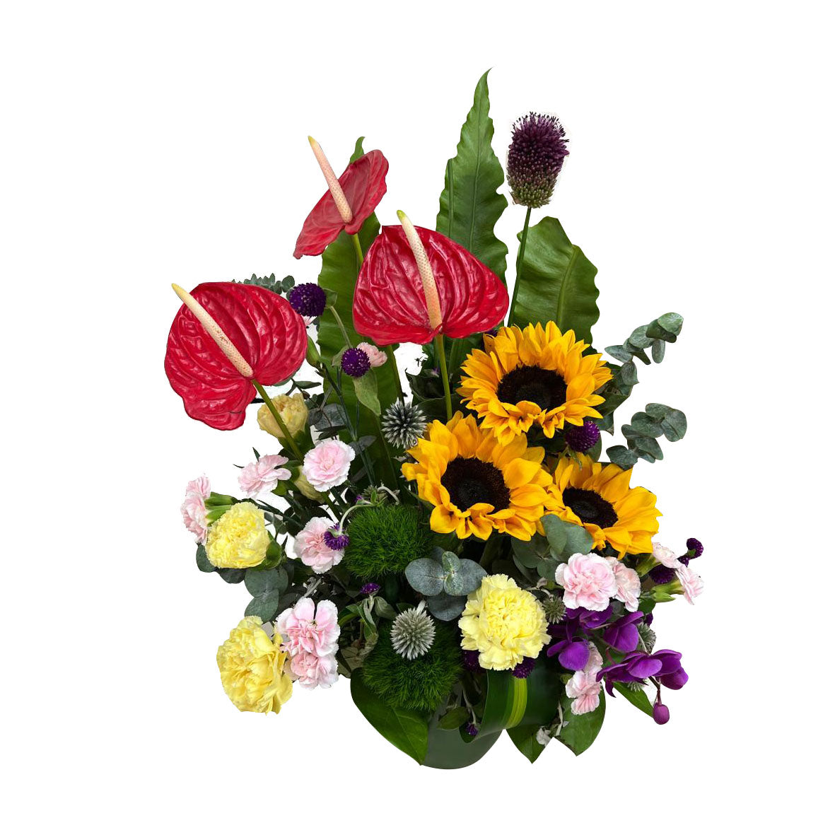 Savannah Bloom (Sunflowers, Anthurium, Carnations, Ferns) | Flower Vas
