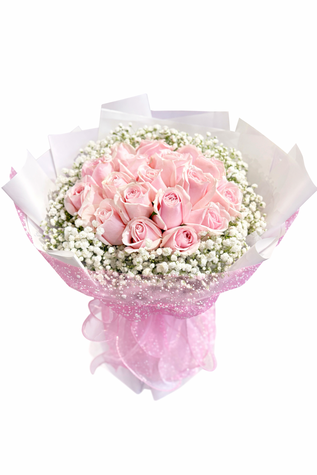 Sugar Cloud (Pink Roses, Baby’s Breath) | Fresh Flower Bouquet