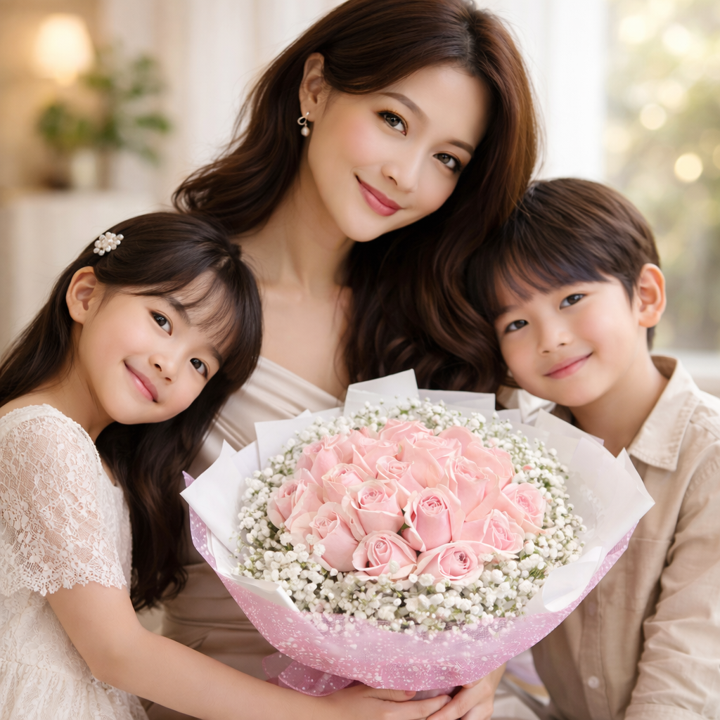 Sugar Cloud (Pink Roses, Baby’s Breath) | Fresh Flower Bouquet