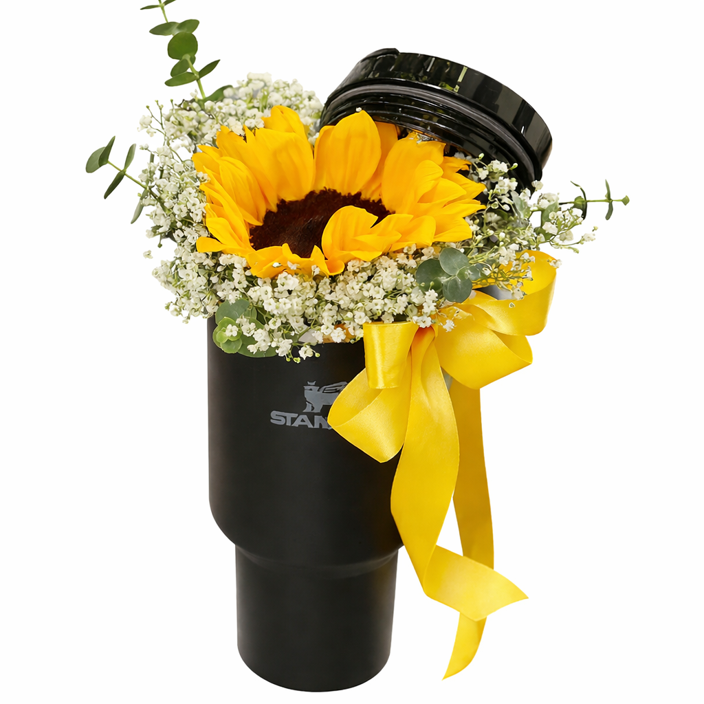 Sunlit Sip (Sunflowers, Baby's Breath, Eucalyptus Leaves) | Flower Box