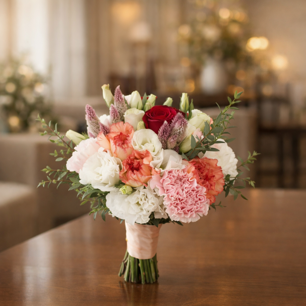 Sunset Chant (Lisianthus, Carnations, Celosia) | Fresh Flower Bouquet