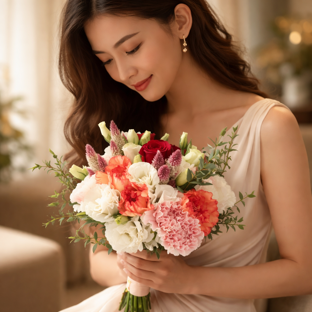 Sunset Chant (Lisianthus, Carnations, Celosia) | Fresh Flower Bouquet