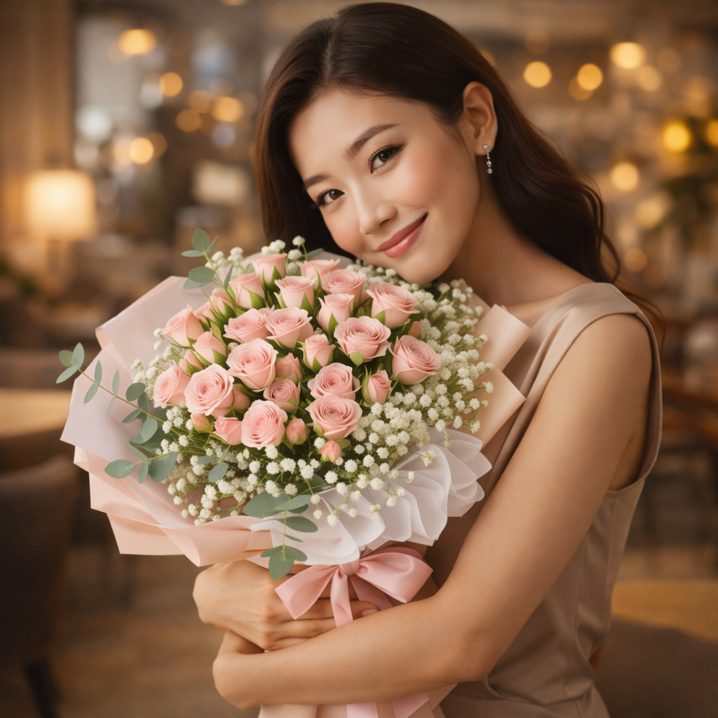 Tender Charm (Roses, Baby's Breath) | Fresh Bouquet