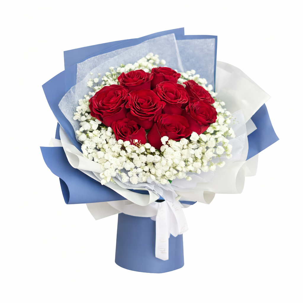 Velvet Sincerity (Roses, Baby's Breath) | Flower Bouquet