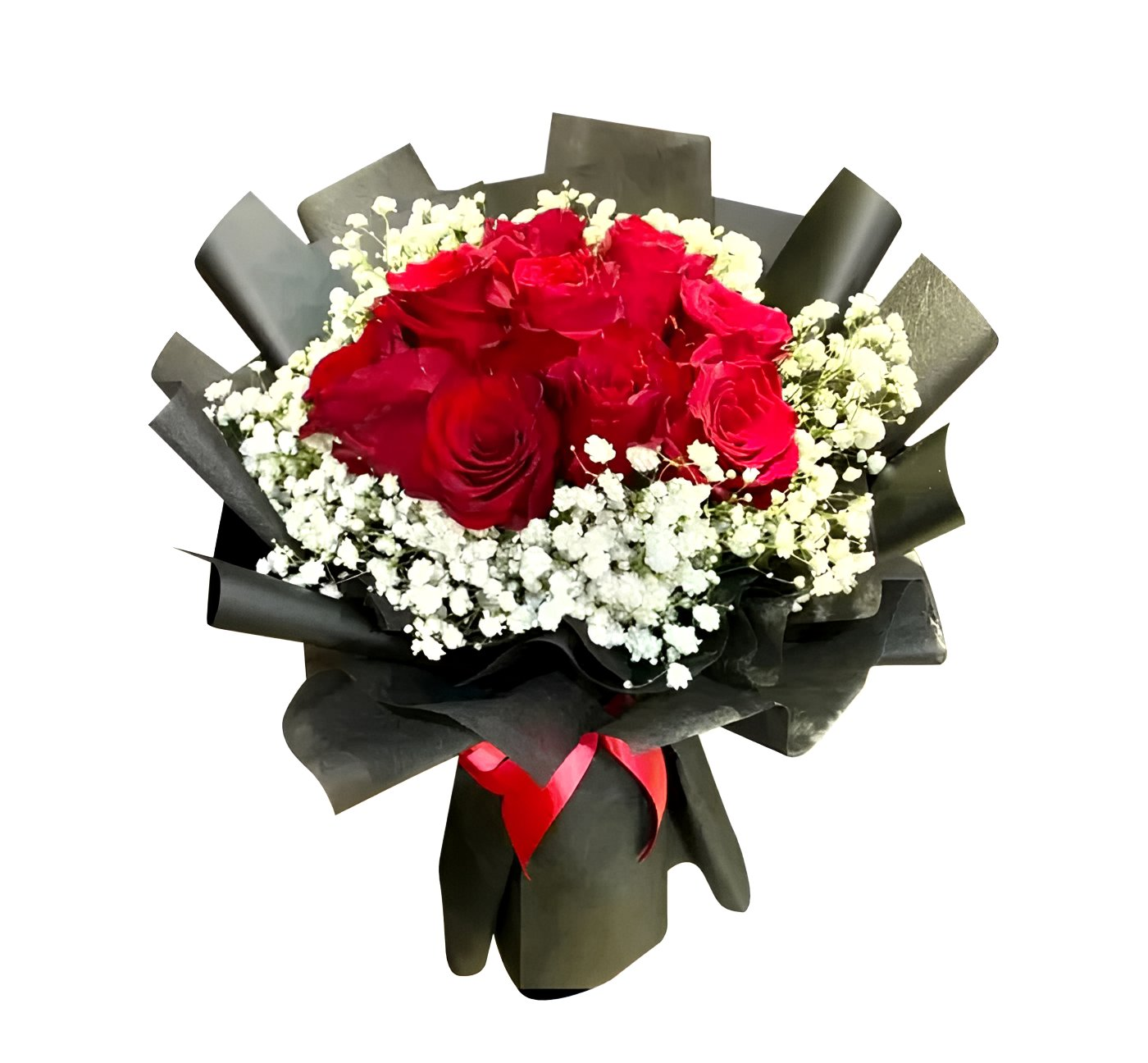 Velvet Ember (Roses, Baby's Breath) | Fresh Flower Bouquet