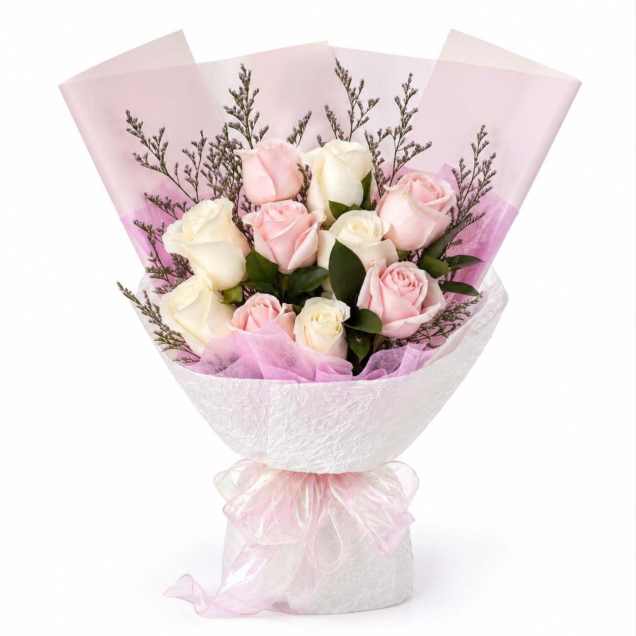 Sweet Devotion (Roses, Misty Limonium) | Fresh Flower Bouquet