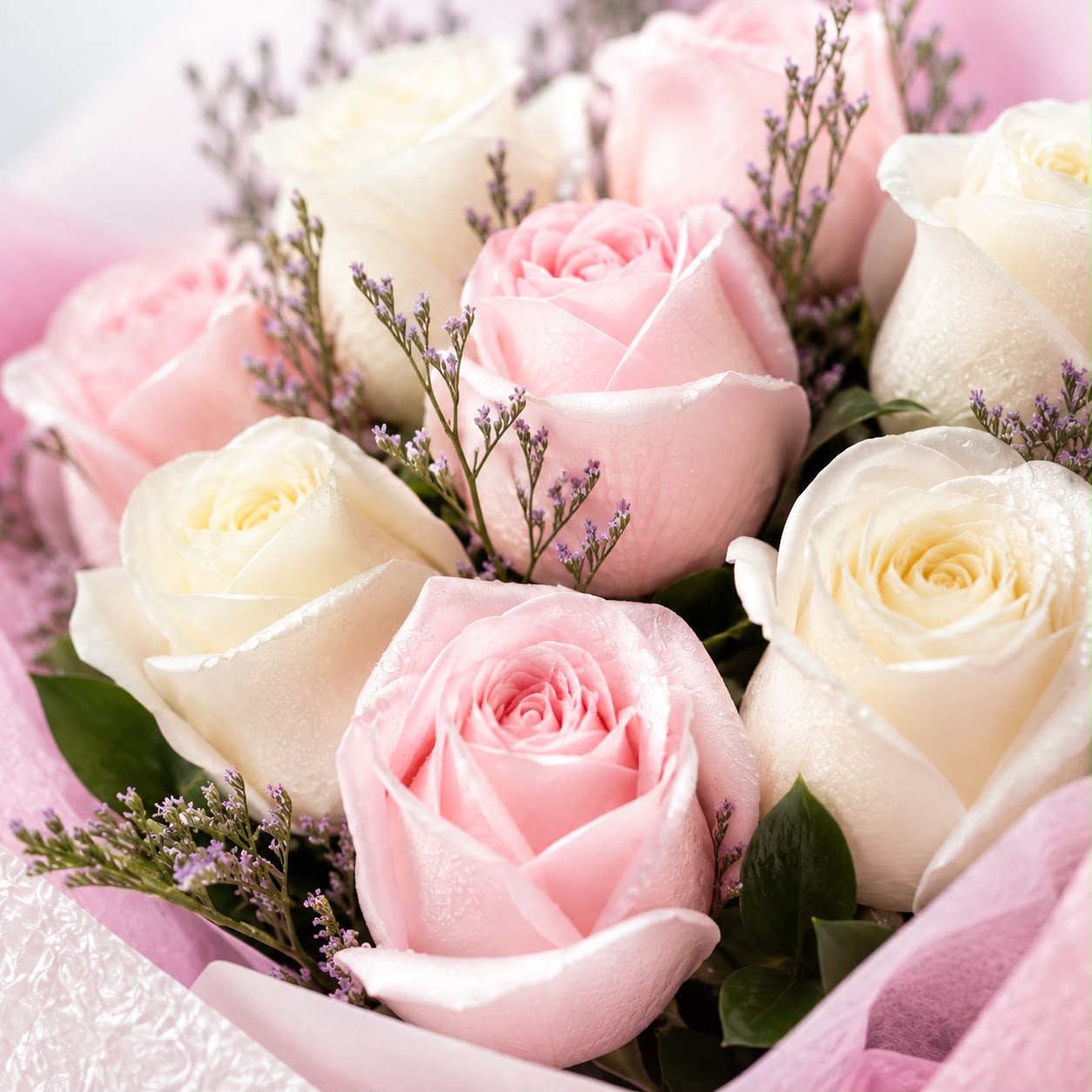 Sweet Devotion (Roses, Misty Limonium) | Fresh Flower Bouquet