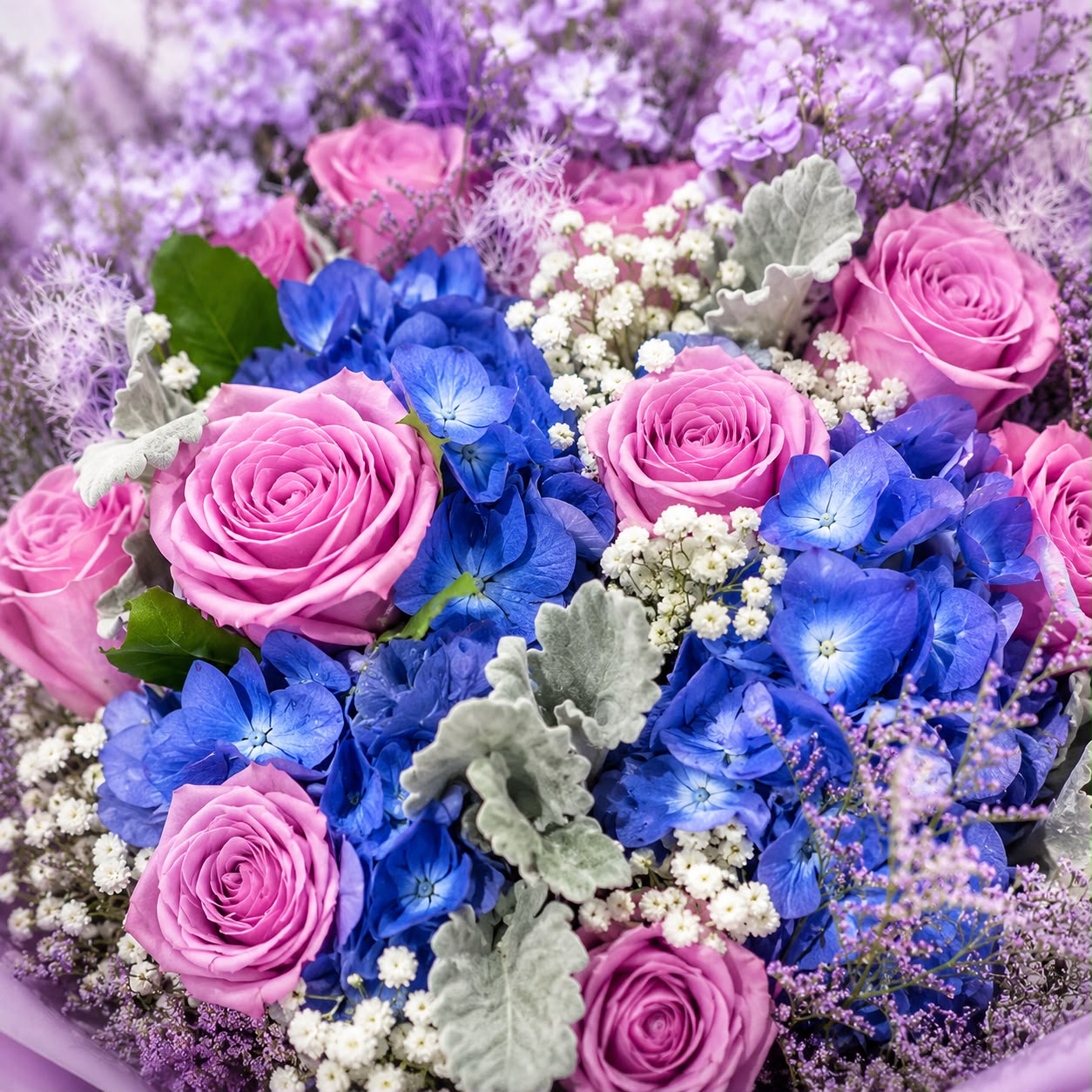 Enchanted Blue (Roses, Hydrangea) | Fresh Flower Bouquet