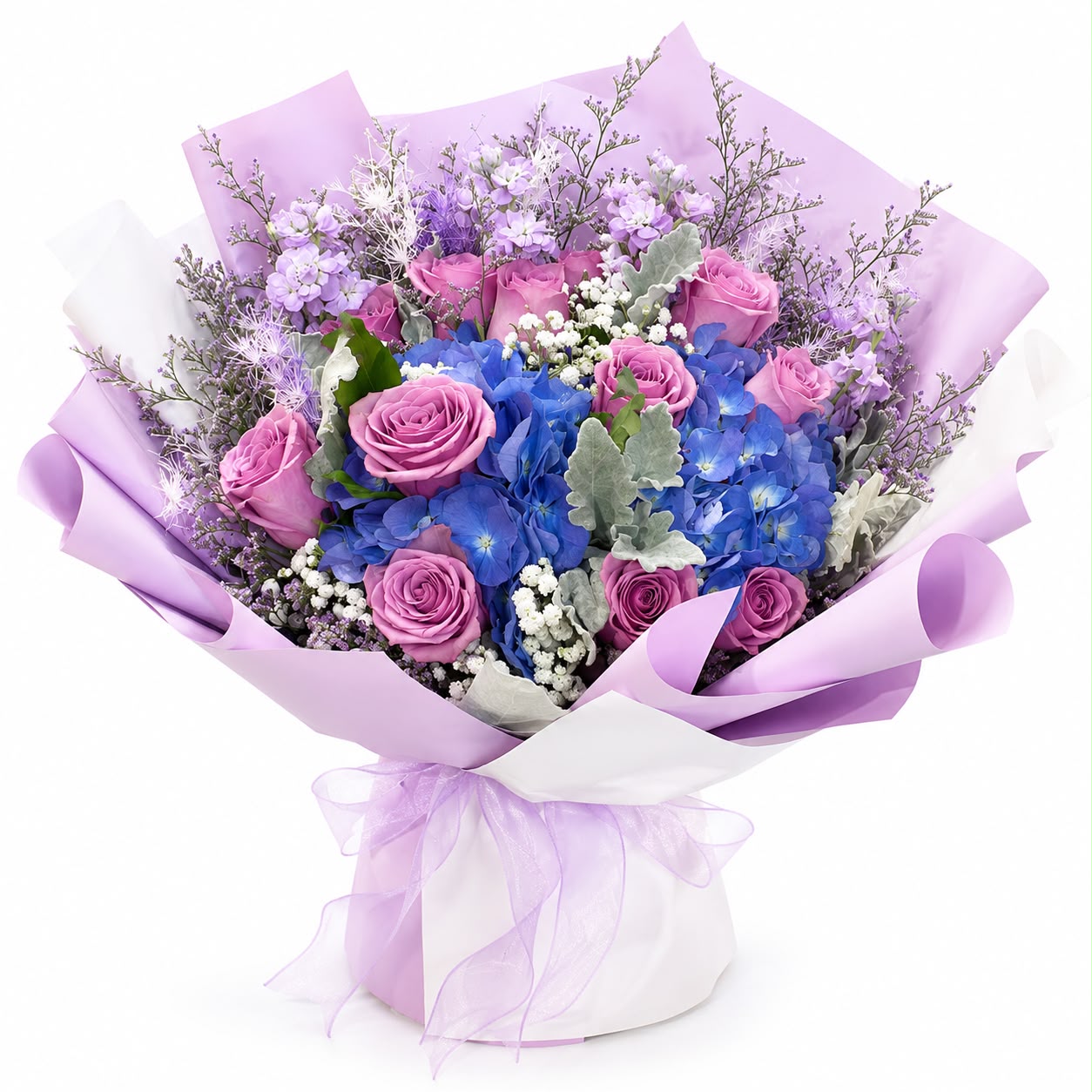 Enchanted Blue (Roses, Hydrangea) | Fresh Flower Bouquet