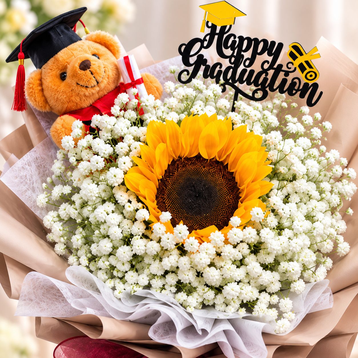 Bright Horizons (Sunflower, Baby's Breath) | Graduation Bouquet