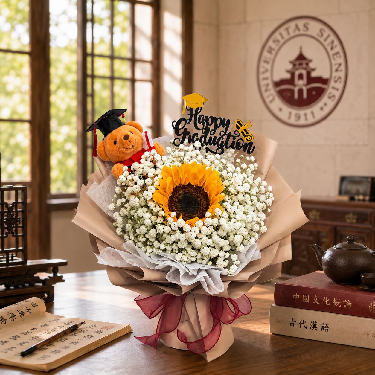 Bright Horizons (Sunflower, Baby's Breath) | Graduation Bouquet