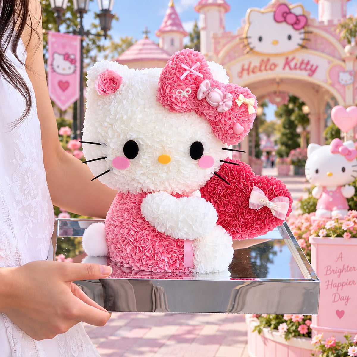Hello Kitty Flower| Preserved Flower Sculpture