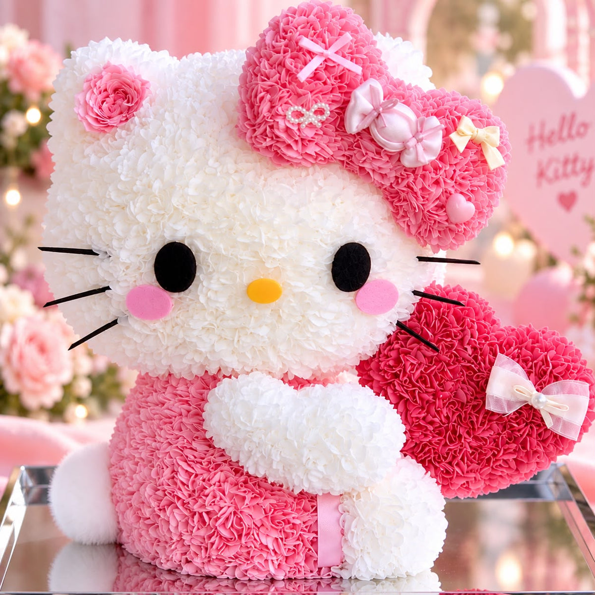 Hello Kitty Flower| Preserved Flower Sculpture
