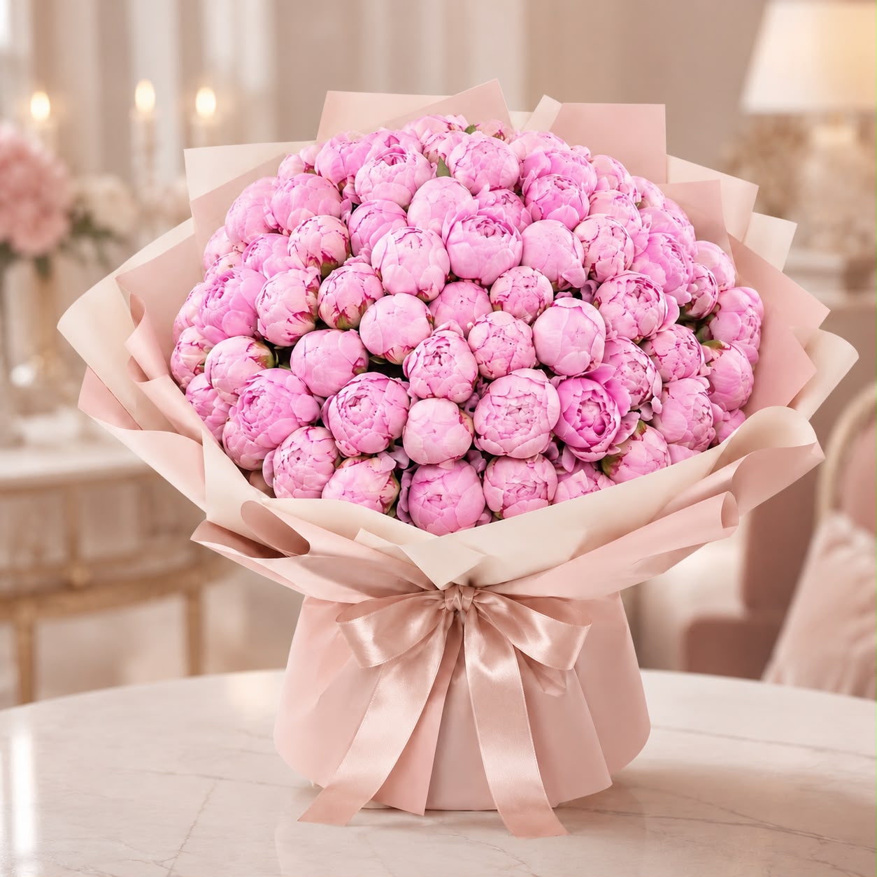 Pink Peony Grandeur – 99 Stalks | Fresh Flower Bouquet