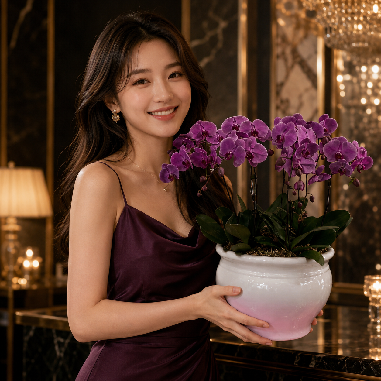 Violet Crest (Orchids) | Vase Flower Arrangement