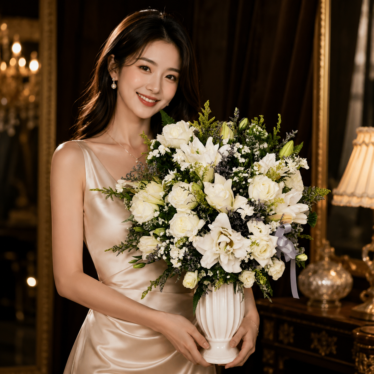 Nordelia Crest (White Roses) | Flowers in Vase