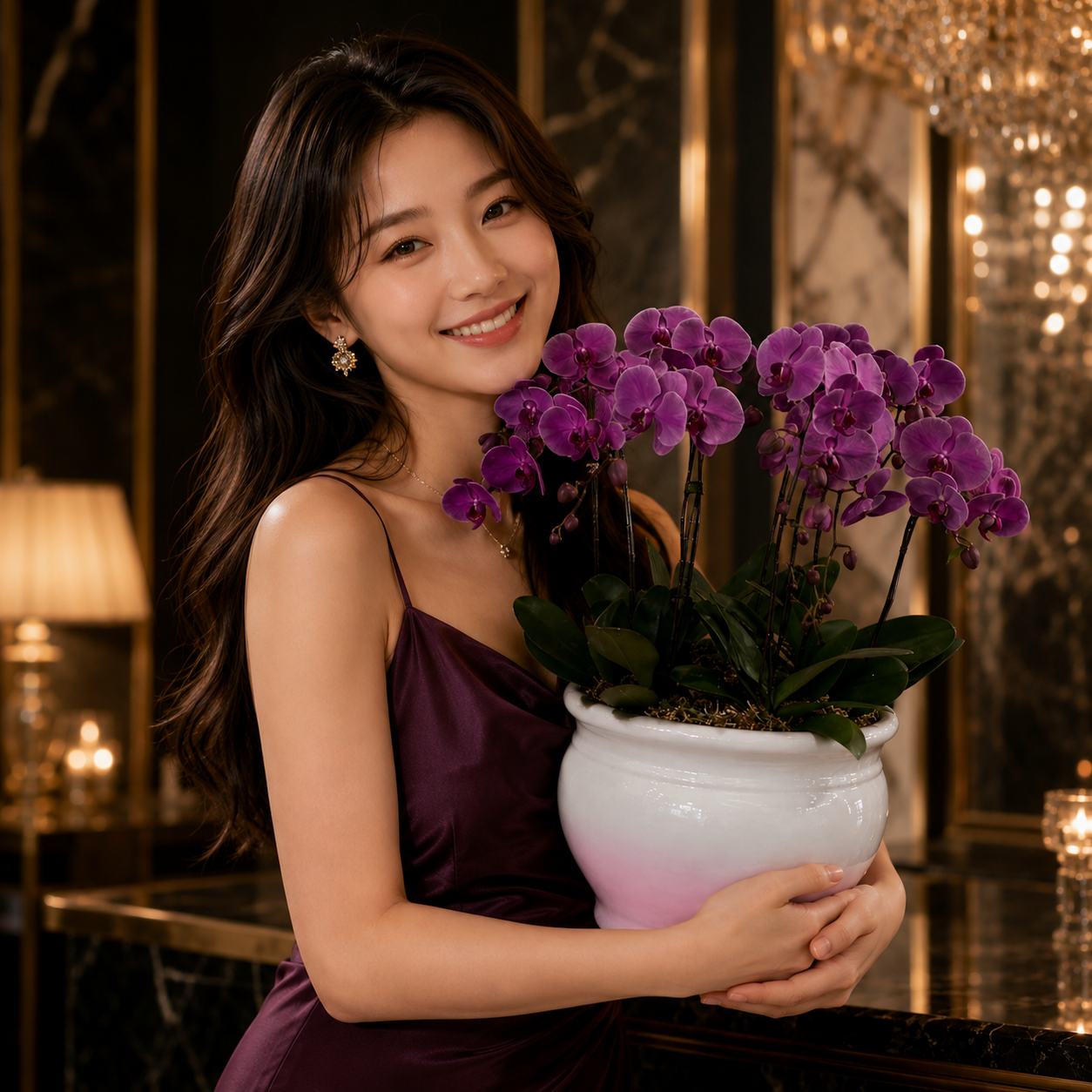 Violet Crest (Orchids) | Vase Flower Arrangement