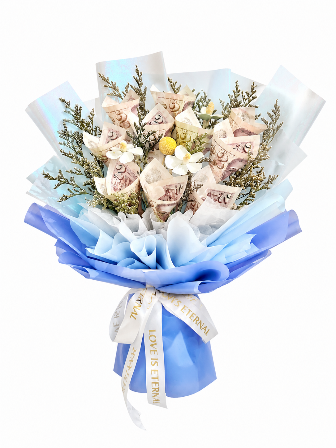 Blue Fortune (Preserved Fillers) | Money Bouquet