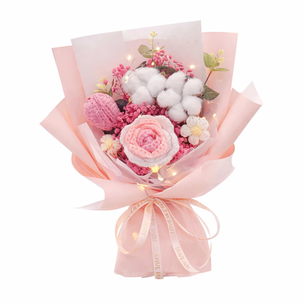 Sweet Blush Charm | Crochet Flower Bouquet