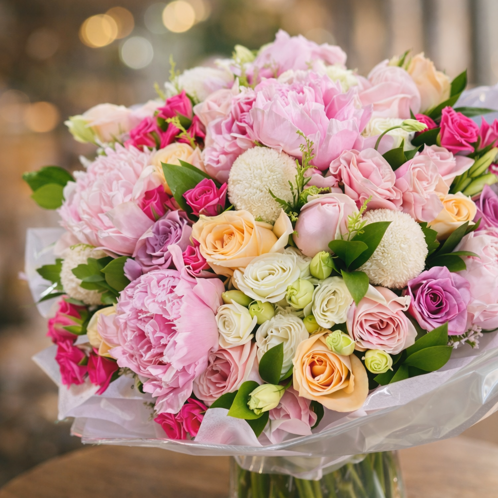 Peony Symphony (Peonies, Roses) | Flowers in Vase