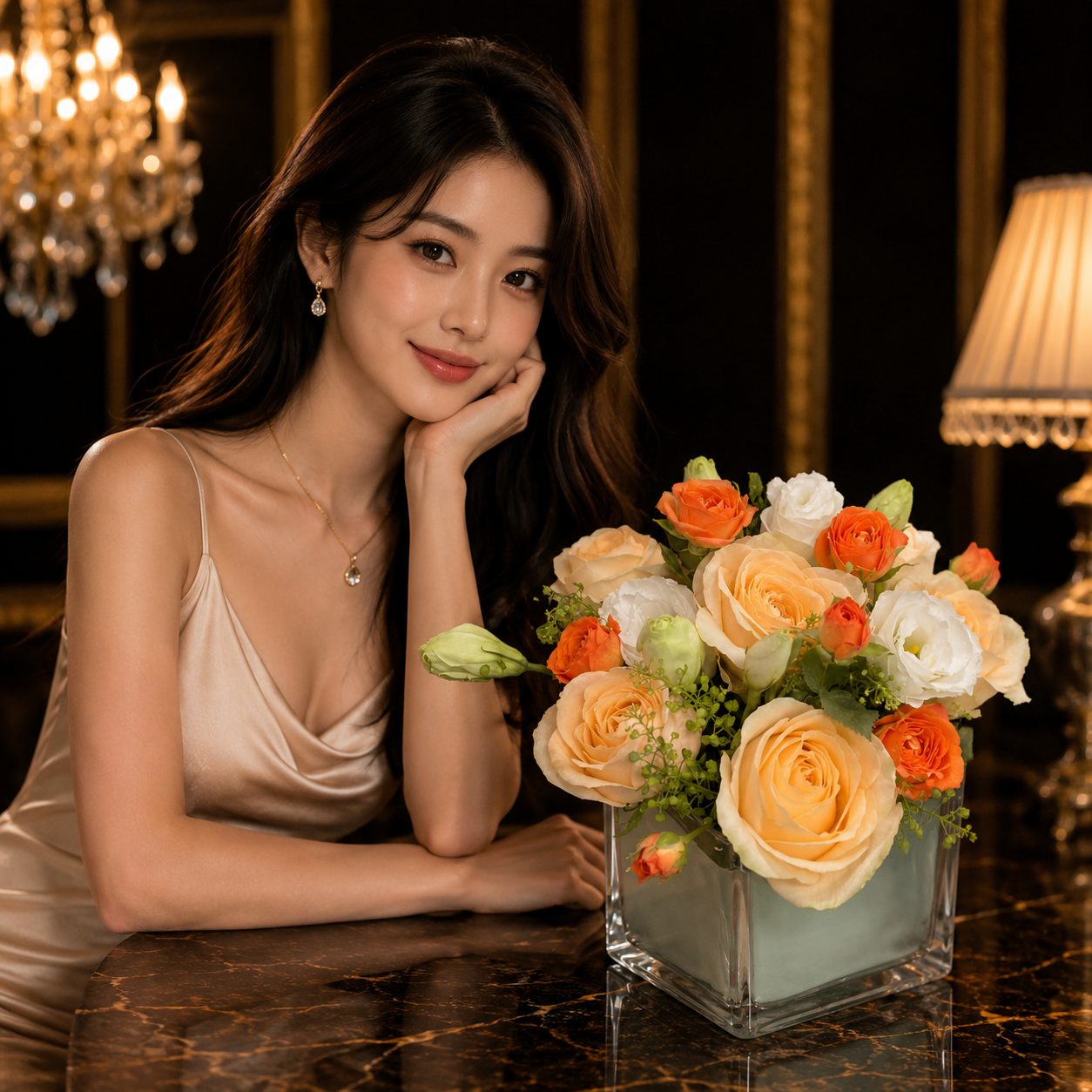 Sundown Whim (Yellow Roses) | Vase Flower Arrangement