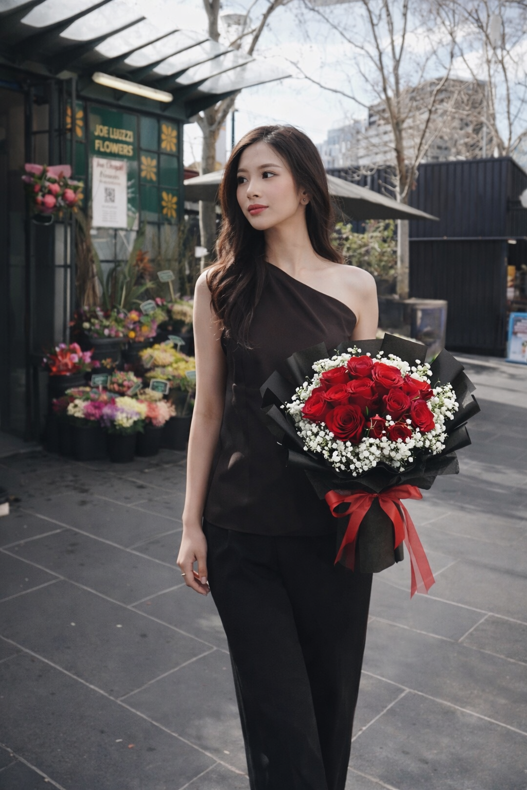 Midnight Devotion (Roses, Baby's Breath) | Fresh Flower Bouquet