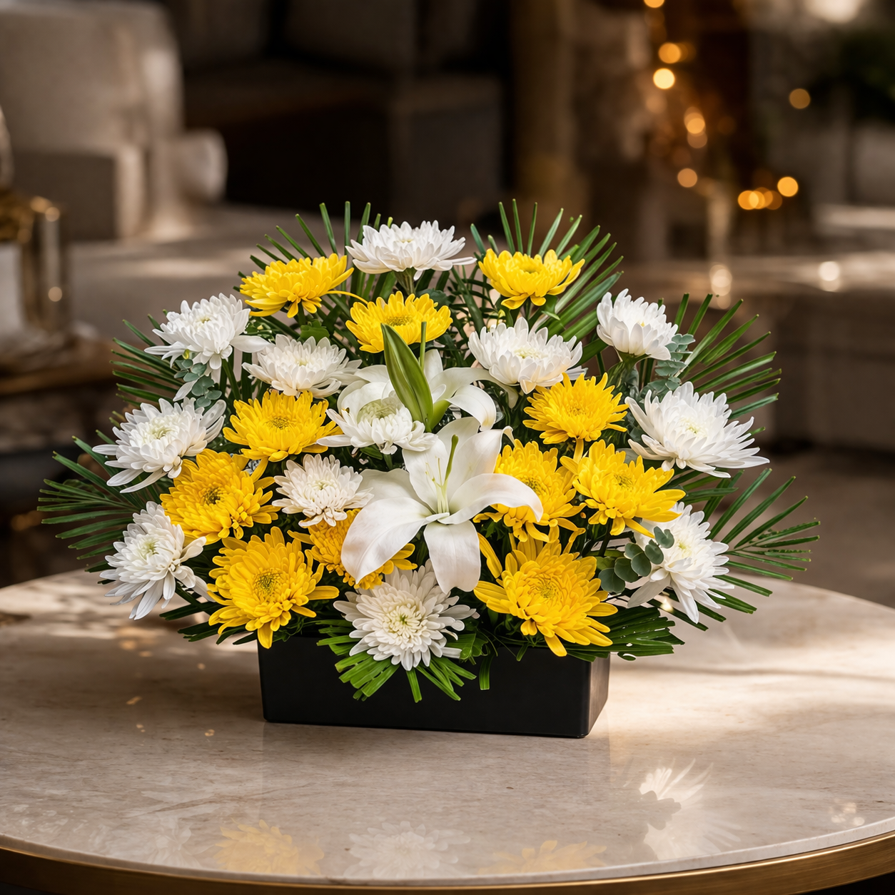 Golden Peace (Chrysanthemums, Lilies) | Hamper Gift