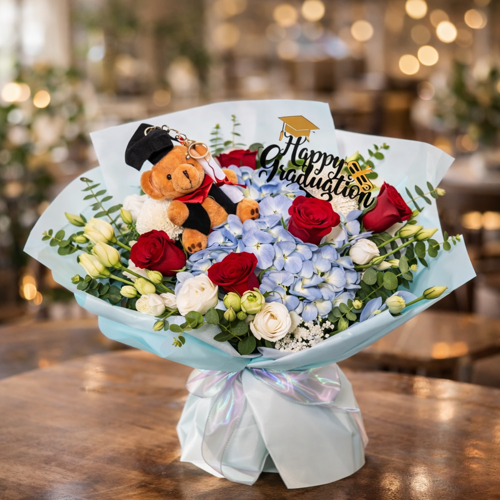 Blue Horizon (Roses, Hydrangeas, Lisianthus) | Fresh Bouquet