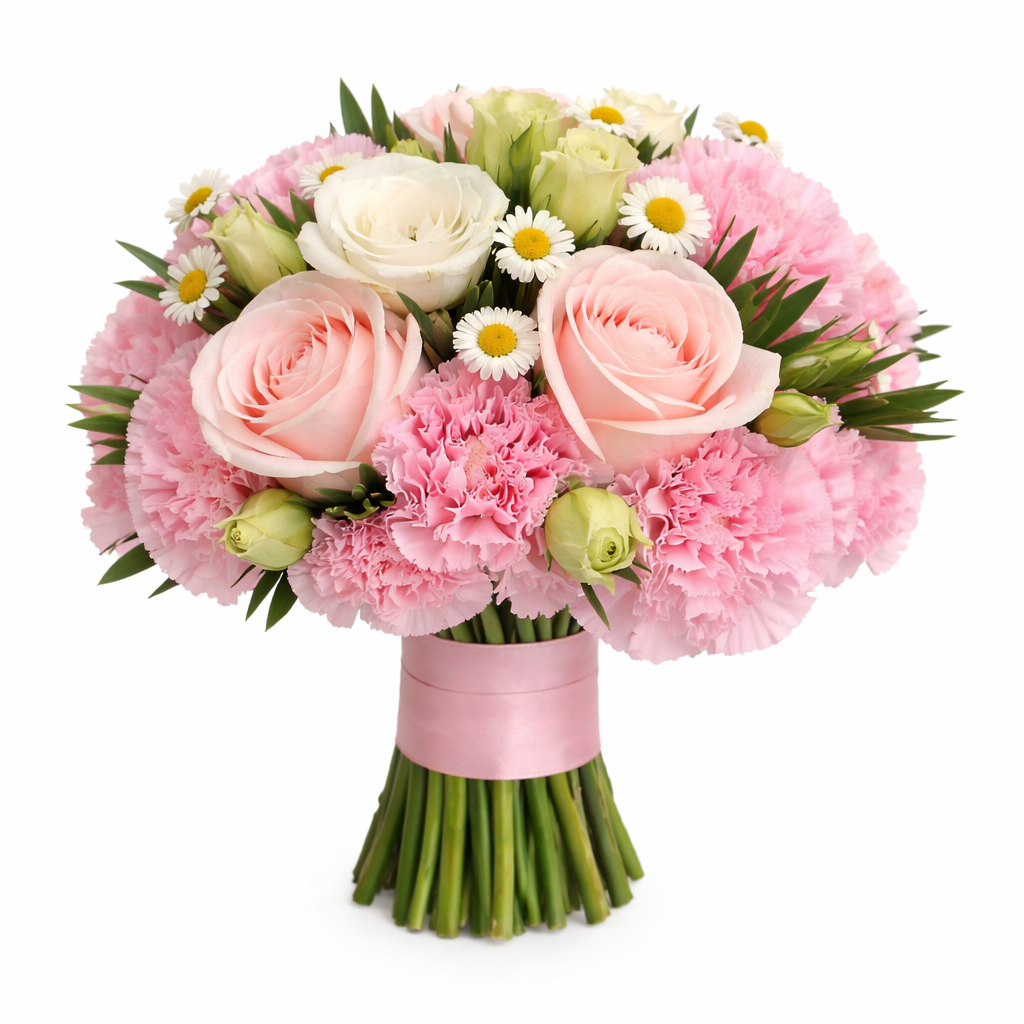 Camellia Waltz (Lisianthus, Carnations, Chamomile) | Flower Bouquet