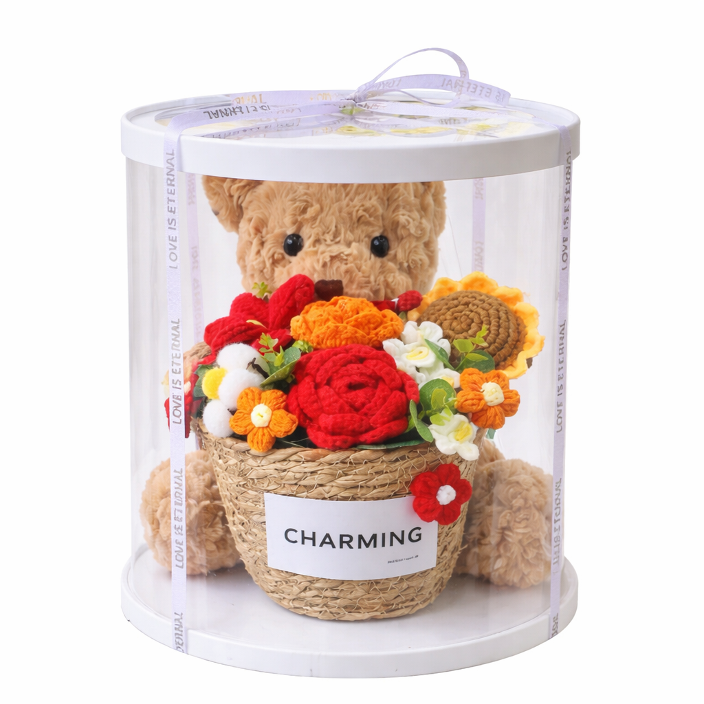 Teddy Garden Box | Crochet Flower Bouquet