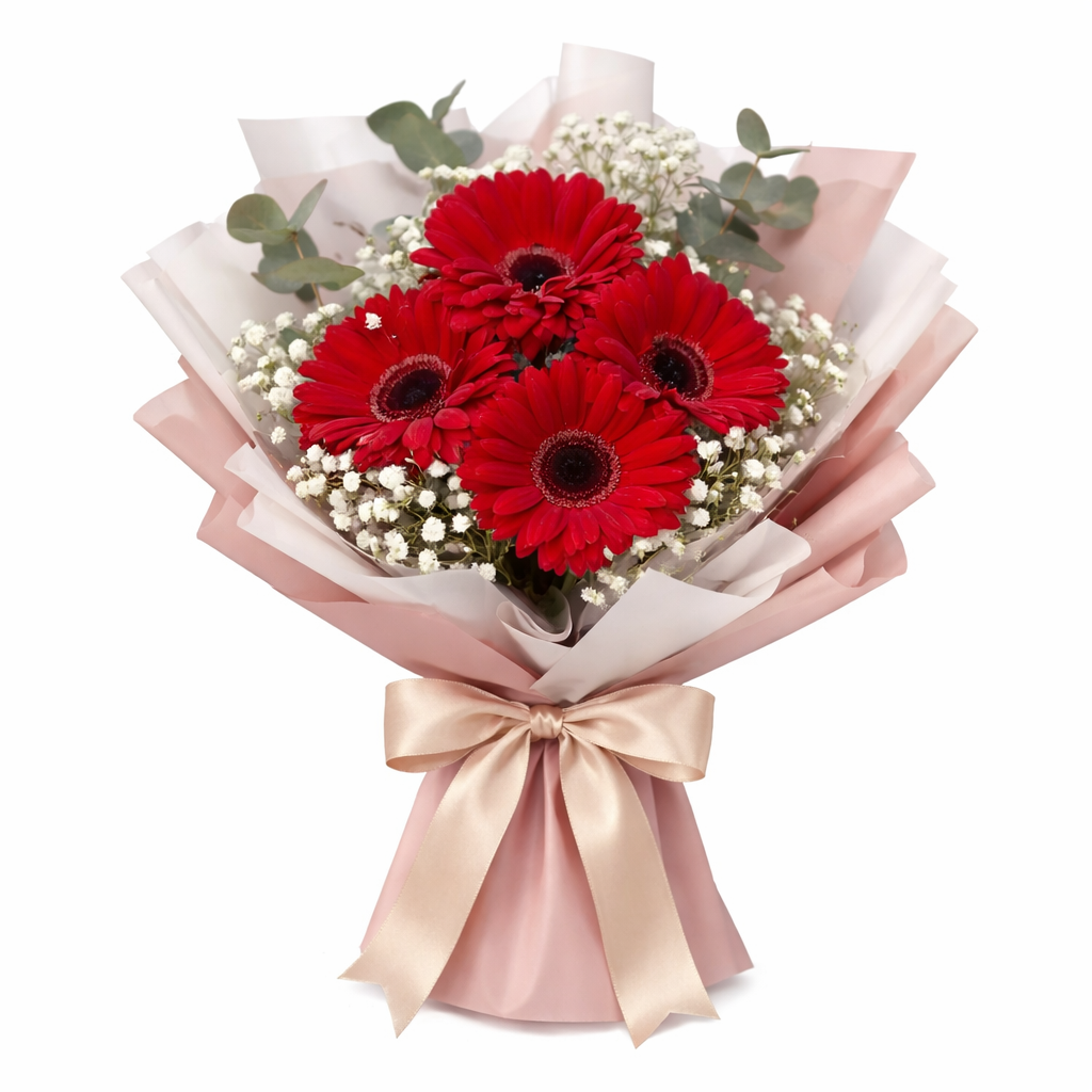 Ruby Spark (Gerberas, Baby's Breath) | Fresh Flower Bouquet