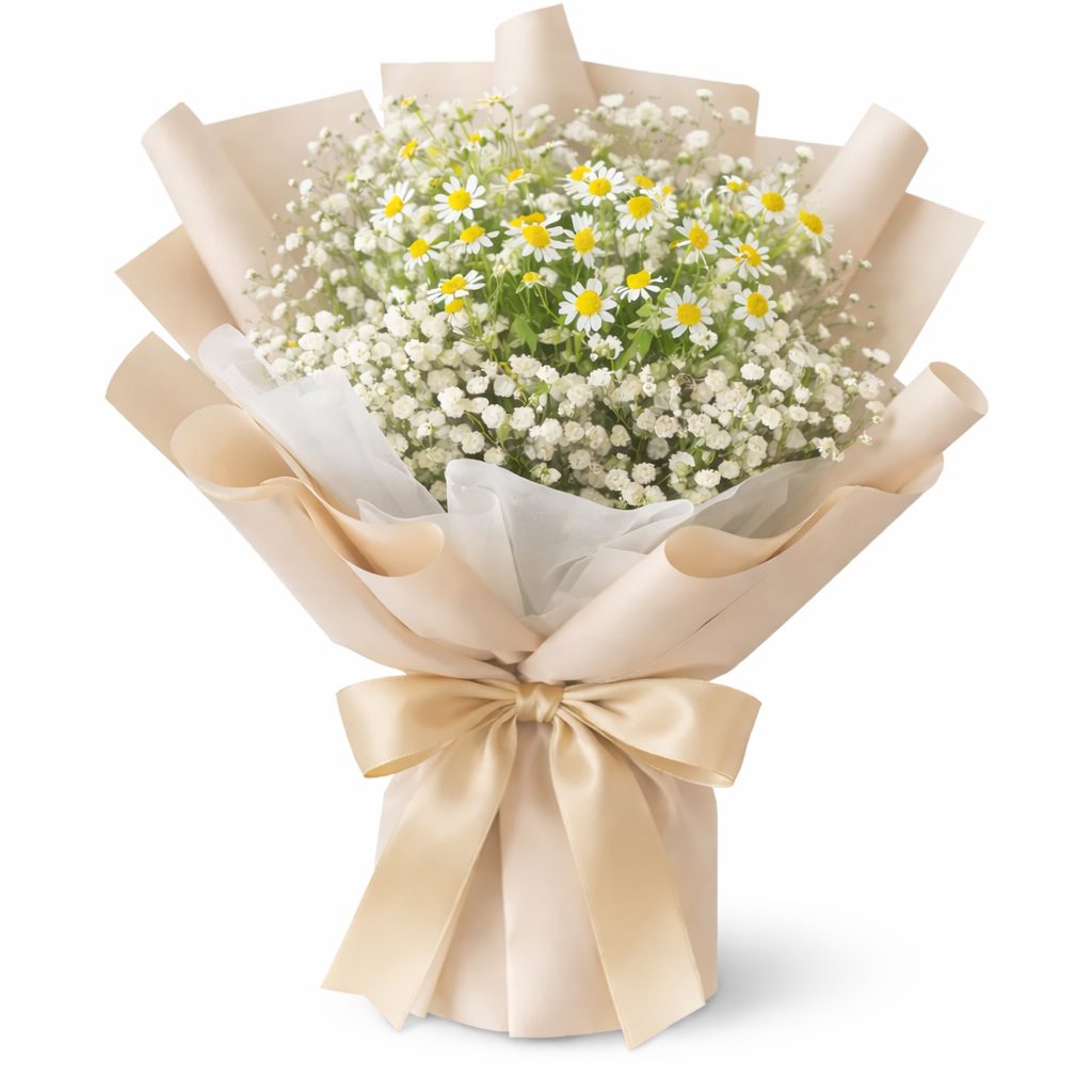 Almond Veil (Baby's Breath, Daisies) | Flower Bouquet