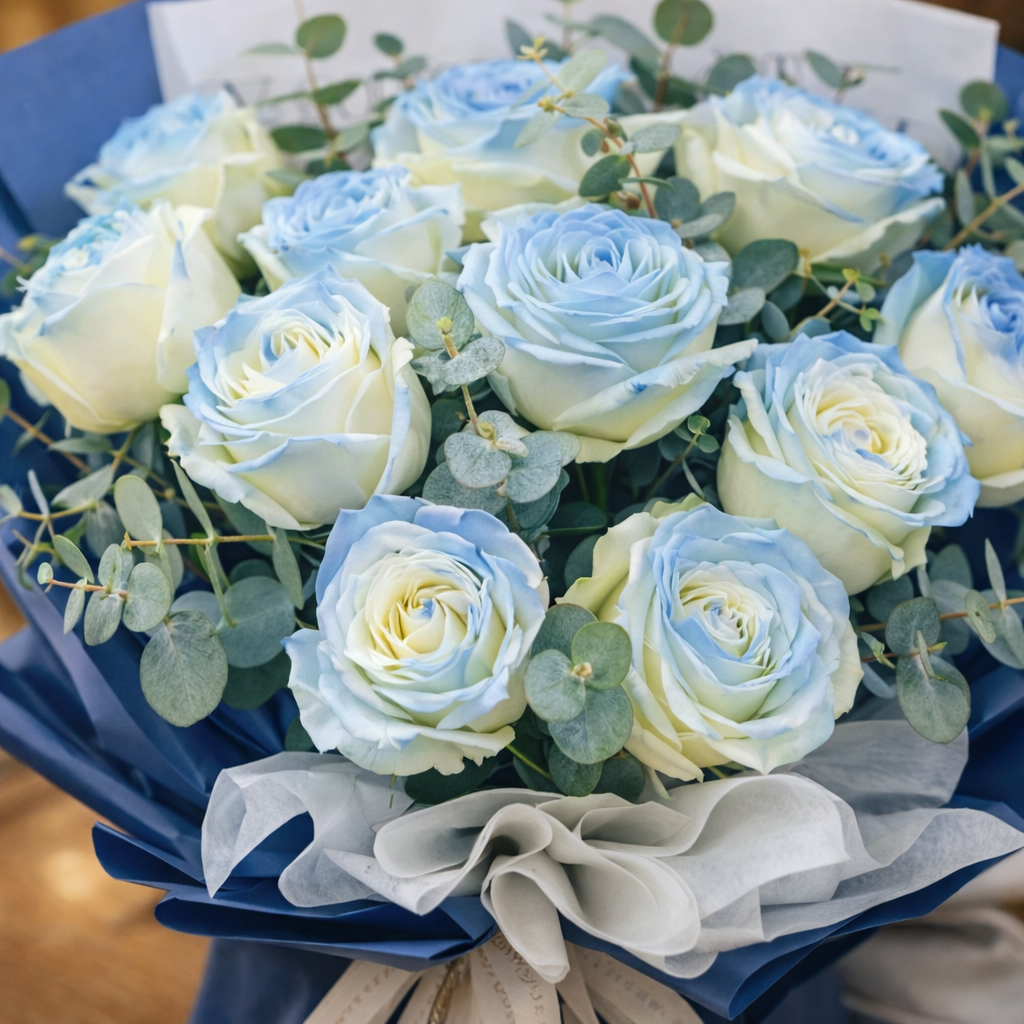 Azure Promise (Roses, Baby's Breath) | Fresh Bouquet