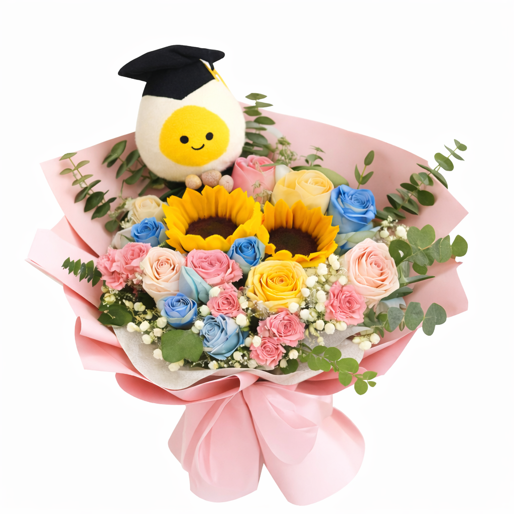 Blooming Cheers (Sunflowers, Roses, Baby's Breath) | Fresh Flower Bouquet