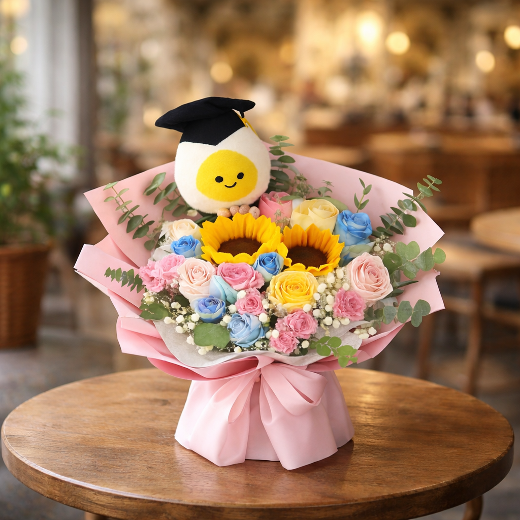 Blooming Cheers (Sunflowers, Roses, Baby's Breath) | Fresh Flower Bouquet