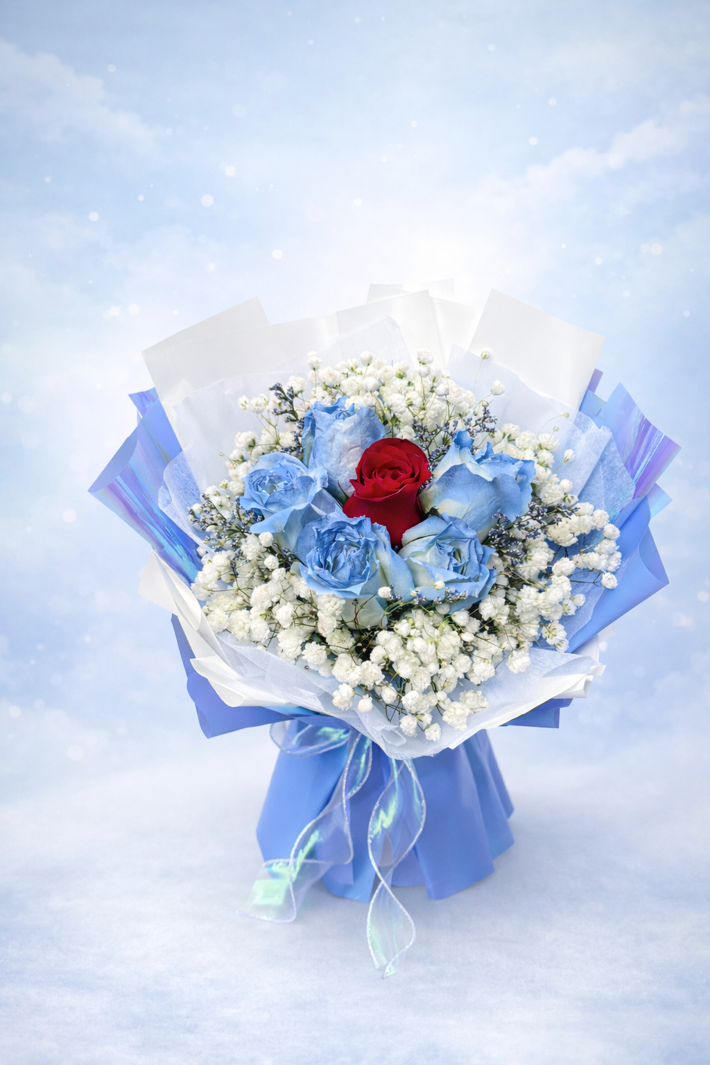 Azure Embrace (Rose, Baby's Breath) | CNY Flowers