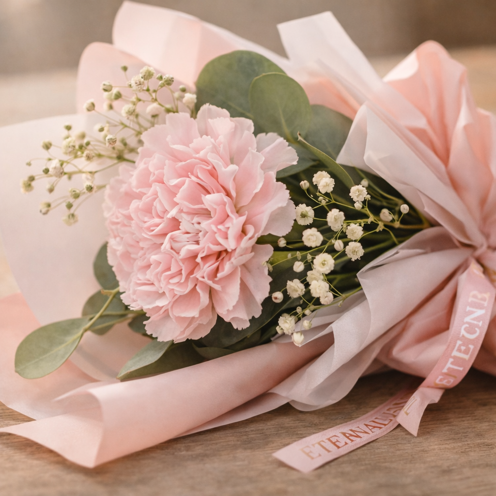 Blush Pocket (Carnation, Eucalyptus Leaves, Baby's Breath) | Fresh Bouquet