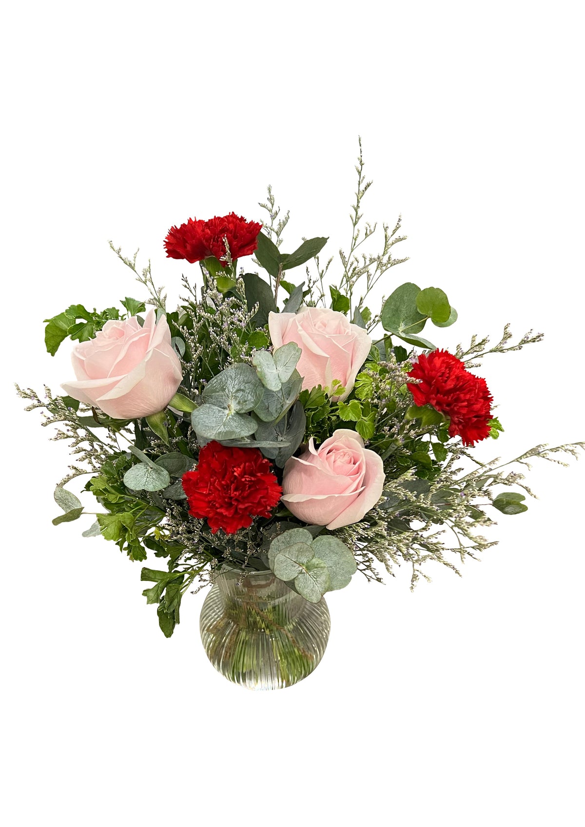 Blush Eclipse (Roses, Carnations, Lavender) | Flowers in Vase
