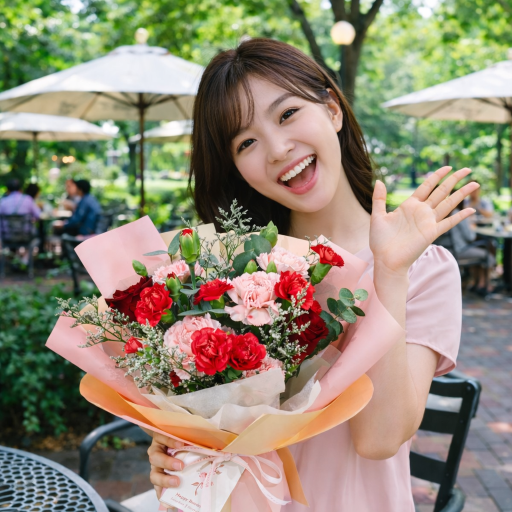 Blushing Serenade (Roses, Carnations, Baby's Breath) | Flower Bouquet