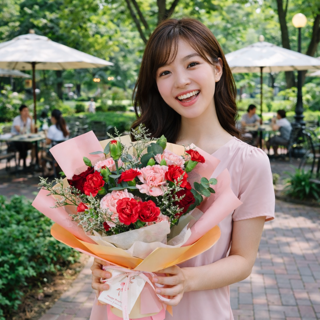 Blushing Serenade (Roses, Carnations, Baby's Breath) | Flower Bouquet