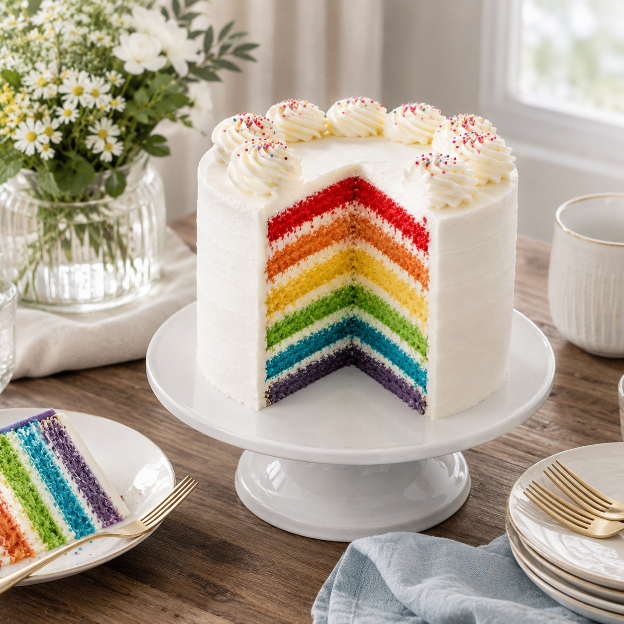 Rainbow Vanilla Cake