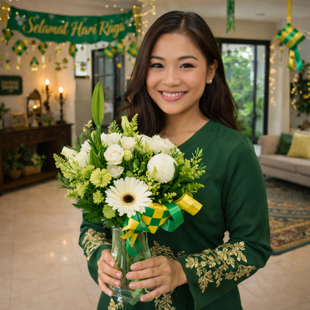 Calm Assembly (Lily, Daisy, Eustoma) | Hari Raya Vase Flowers