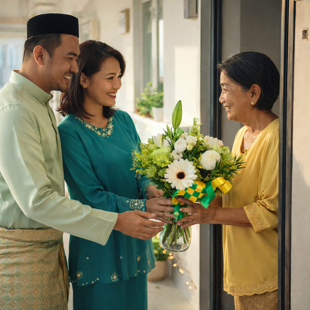 Calm Assembly (Lily, Daisy, Eustoma) | Hari Raya Vase Flowers