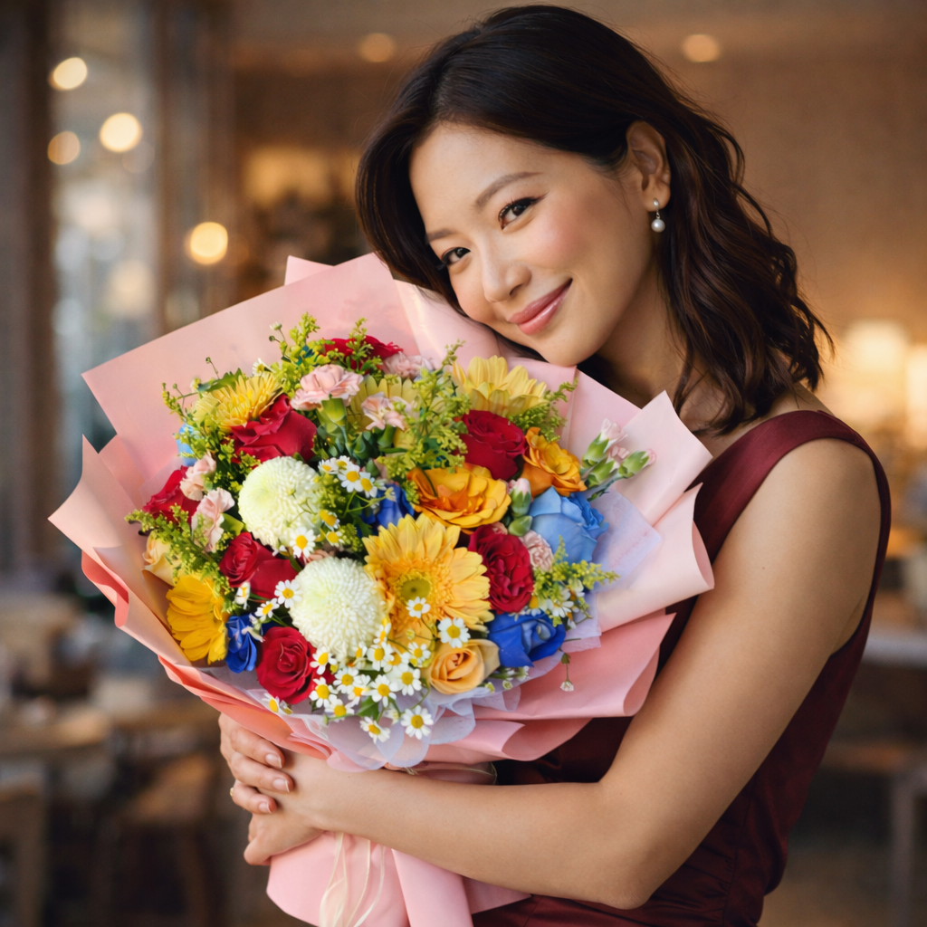 Carnival Bloom (Gerberas, Roses, Ping Pong Chrysanthemums) | Fresh Flower Bouquet