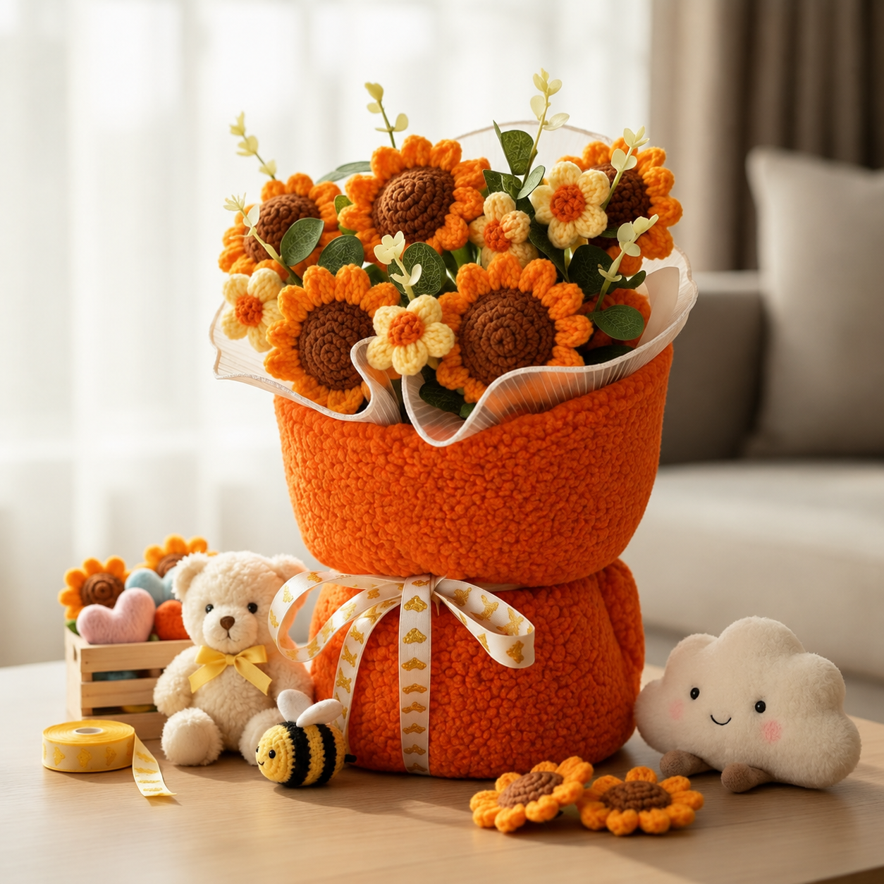 Golden Cheerloom | Crochet Flower Bouquet