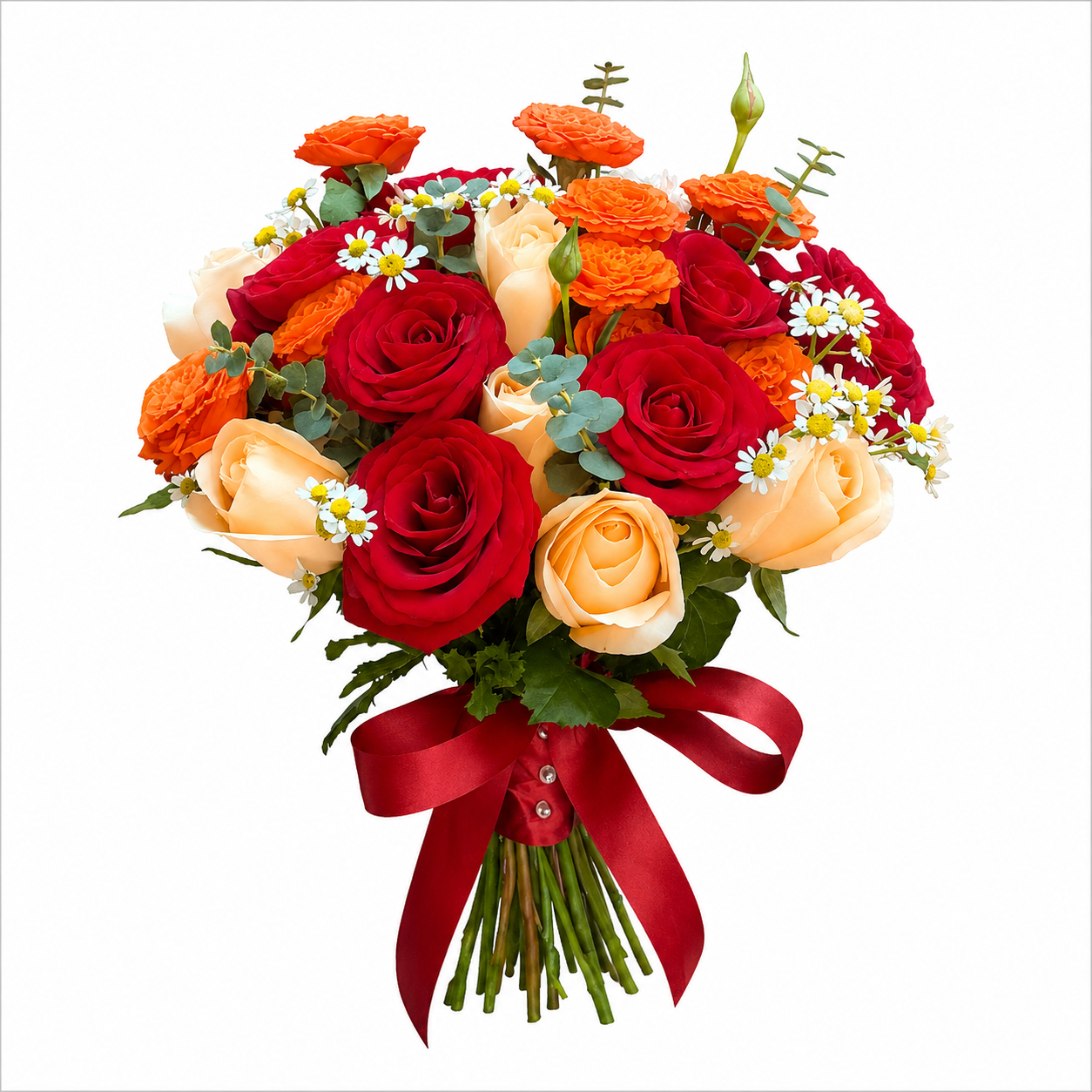 Flame Sonata (Roses, Chamomile) | Flower Bouquet