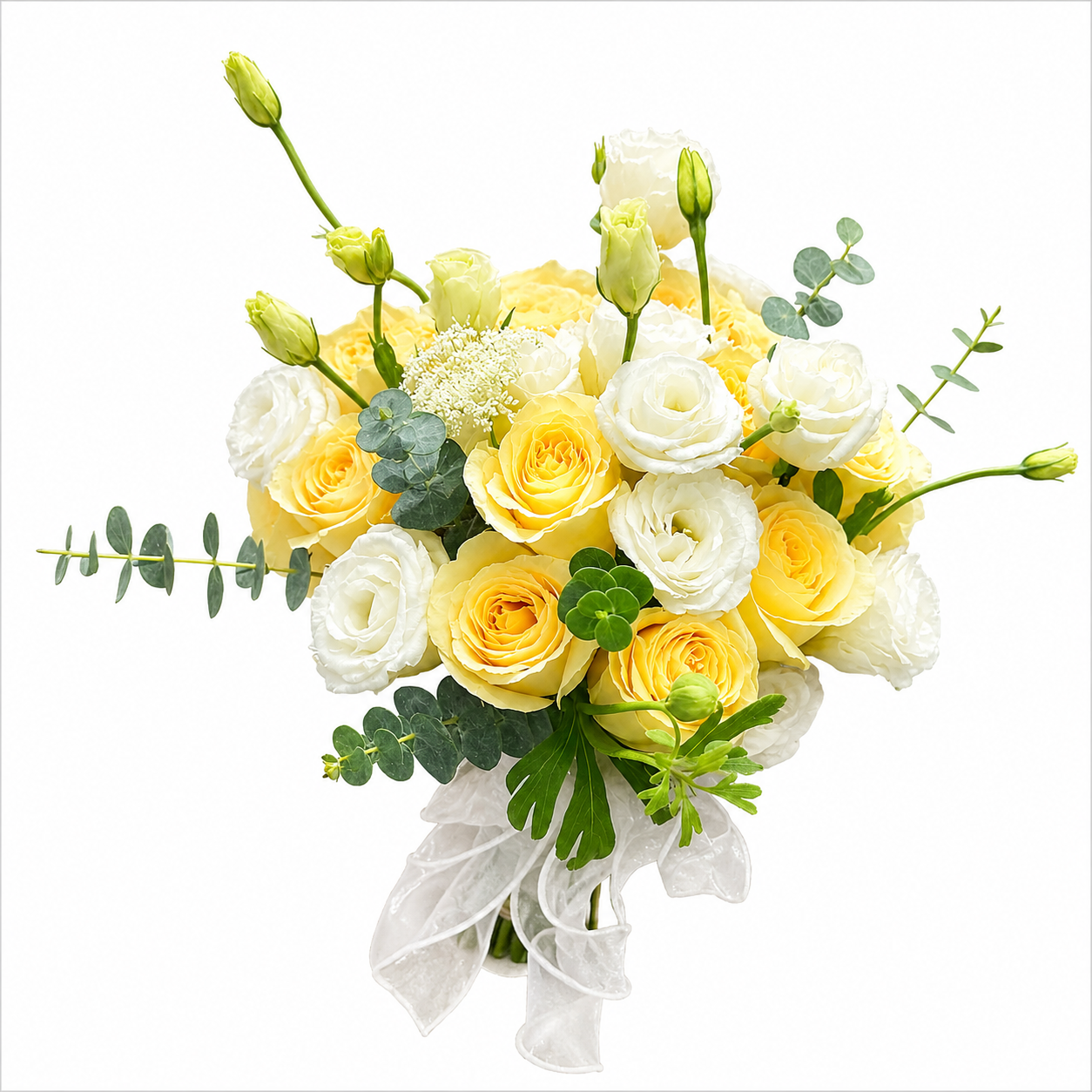 Sunlit Reverie (Roses, Eucalyptus Leaves) | Flower Bouquet